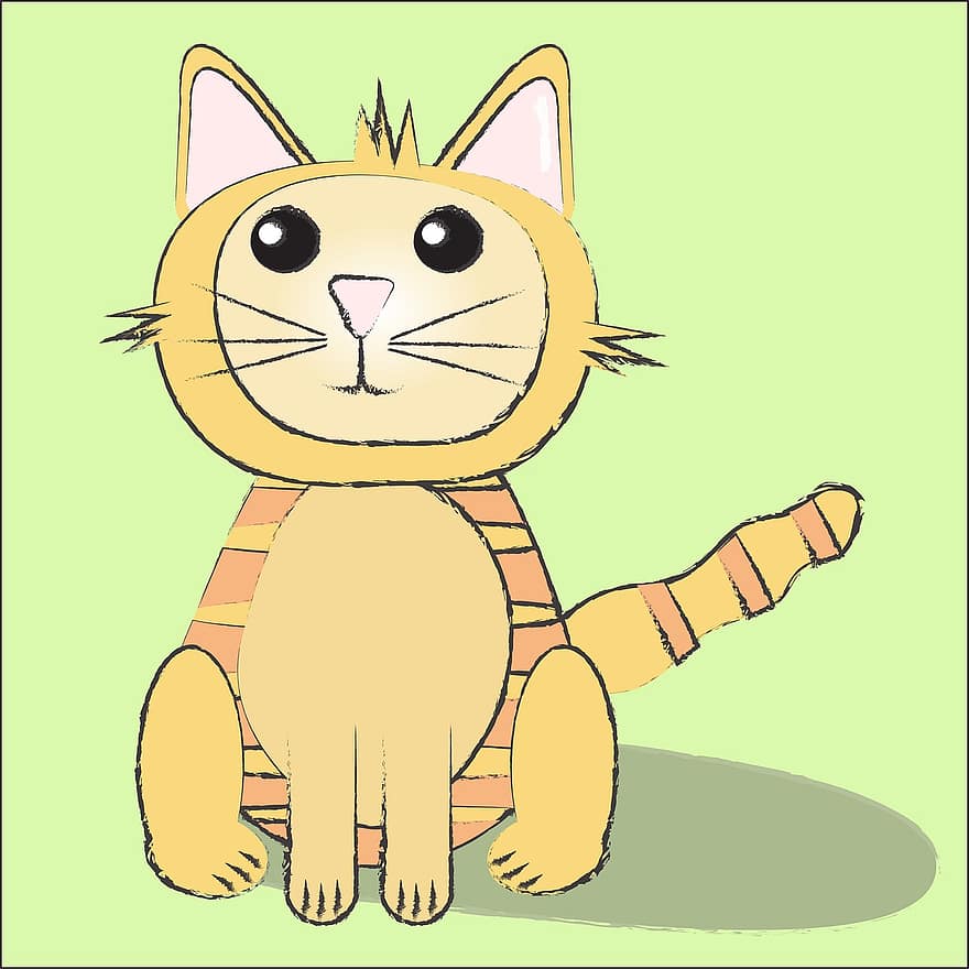 kedi, Evcil Hayvan, karikatür, hayvan, turuncu kedi, kedi yavrusu, ev kedisi, memeli, kürklü, sevimli, tapılası