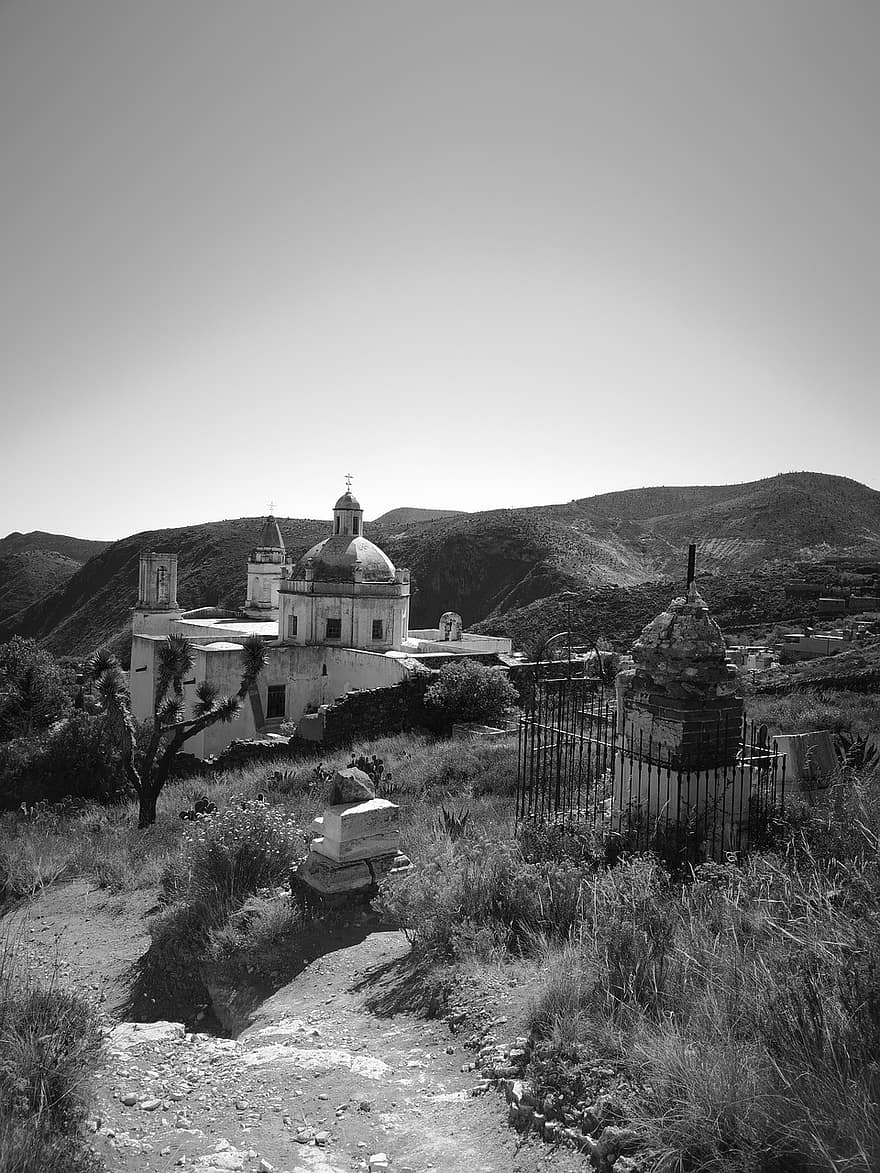 Mexico, Church, Real De Catorce, Ancient, History, Religion, Outdoors, Architecture, Hills, Building, Nature