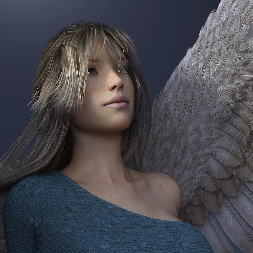 ängel, vinge, skyddsängel, fjäder, kärlek, mystisk, kvinna, tro, änglaansikte, silhuett, ängelfigur