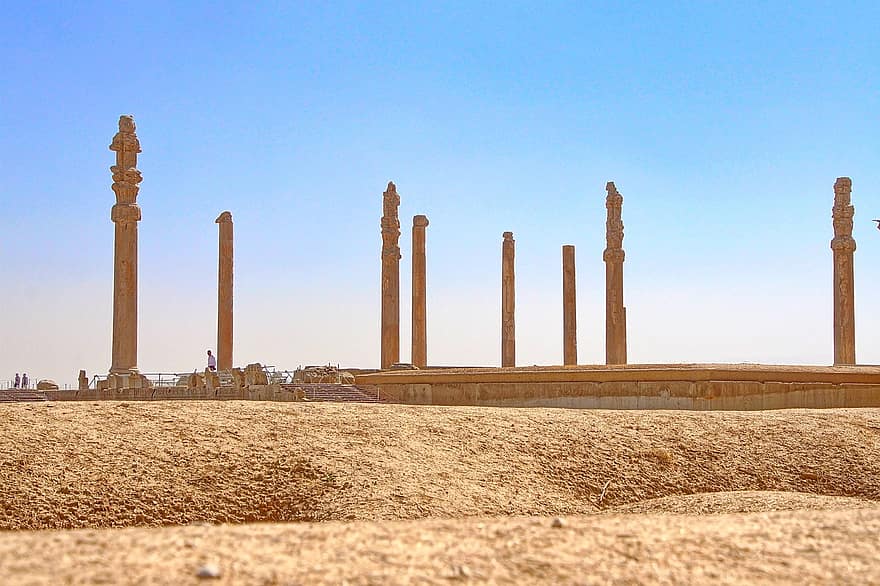 Apadana, Persepolis, rauniot, pylväät, muinainen, historiallinen, Persia, Iran, kulttuuri, arkkitehtuuri, arkkitehtoninen sarake