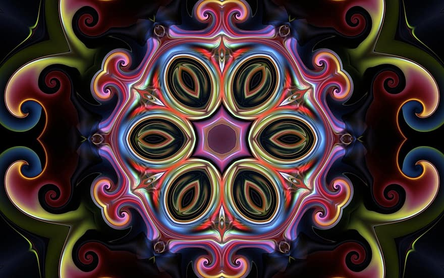 Mandala, Muster, Symmetrie, Strudel, drehen, Spiral-, abstrakt, Hintergrund, Tapete, Rosette, Dekor