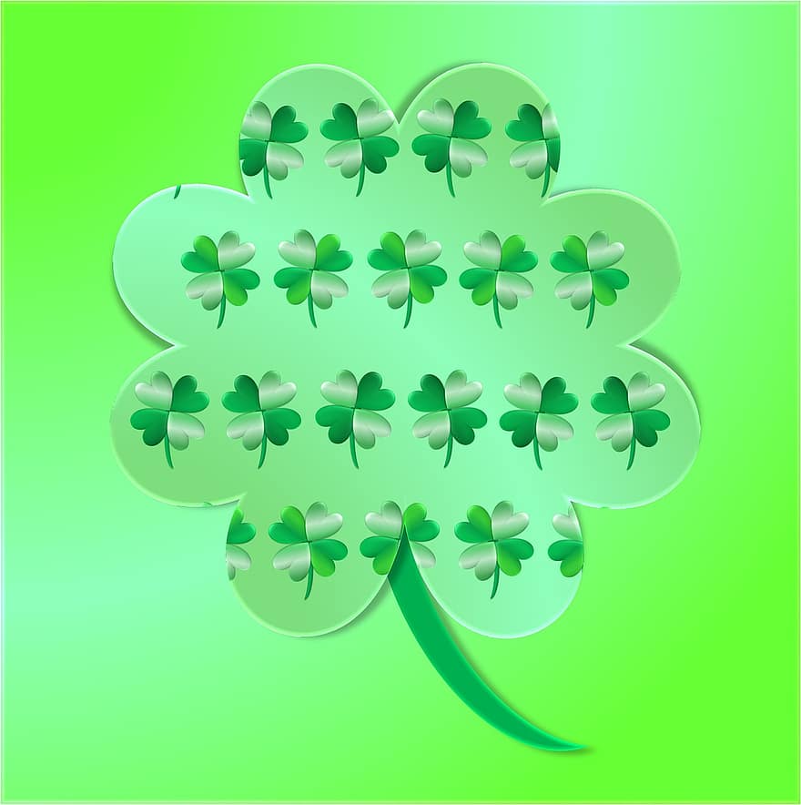 trébol, quatre fulles, 4, full, trèvol, disseny, Irlanda, irlandès, cultura, festa, verd