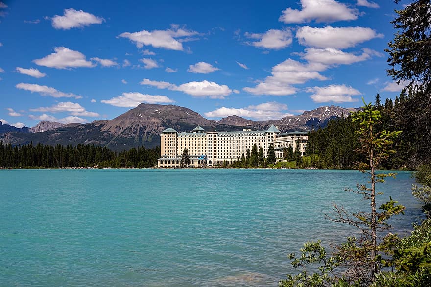 hotel, lac, Banff, Canada