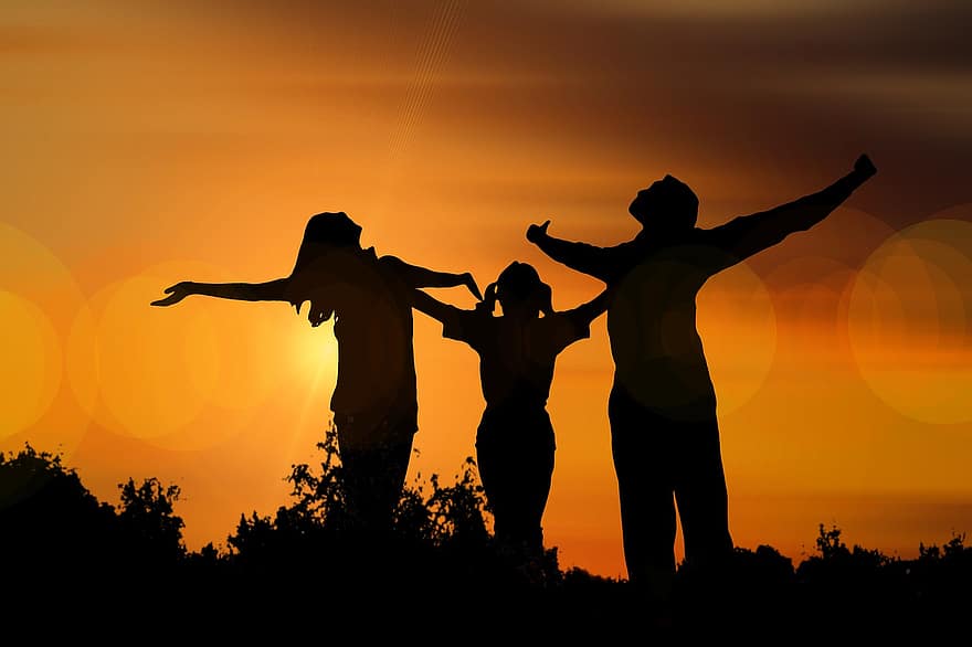 Family, Silhouette, Flare, Pleasure, Person, Human, Lust For Life, Cheers, Comfort, Be Pleased With, Satisfaction