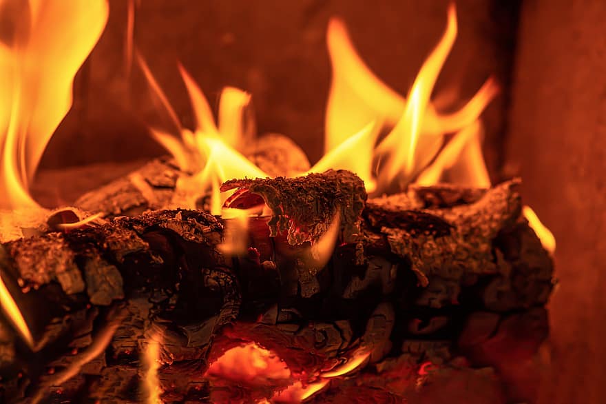 brand, varm, flamma, Brinnande energi, öppen spis, värme, glöd, trä