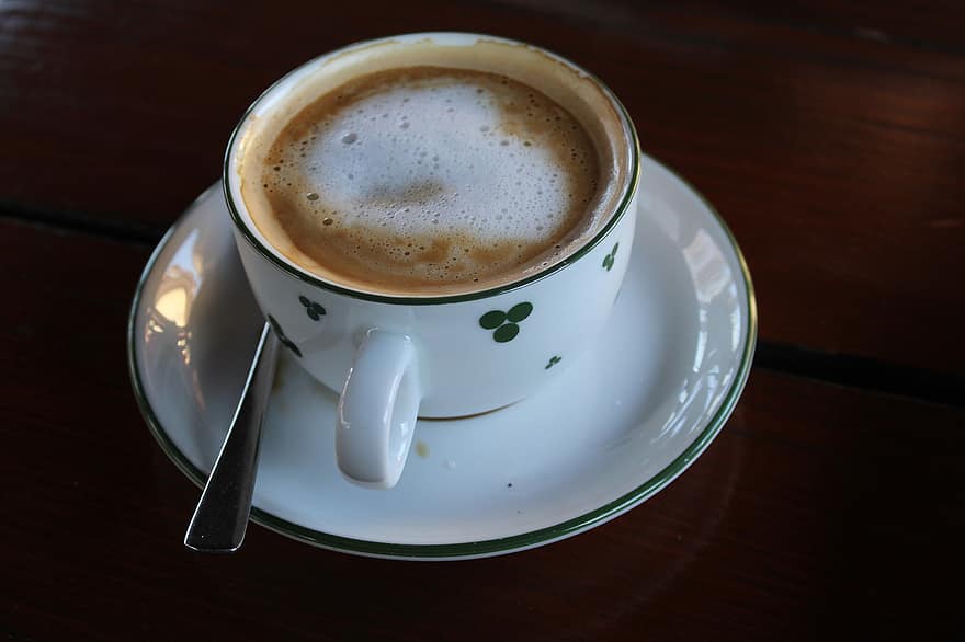 kopi, latte, minuman panas, kafein, minum, merapatkan, panas, suhu, meja, cangkir kopi, cappuccino