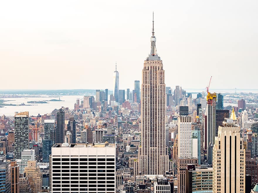 grattes ciels, les tours, Empire State Building, Manhattan, New York, ville, États Unis, Etats-Unis, paysage urbain, l'horizon, architecture
