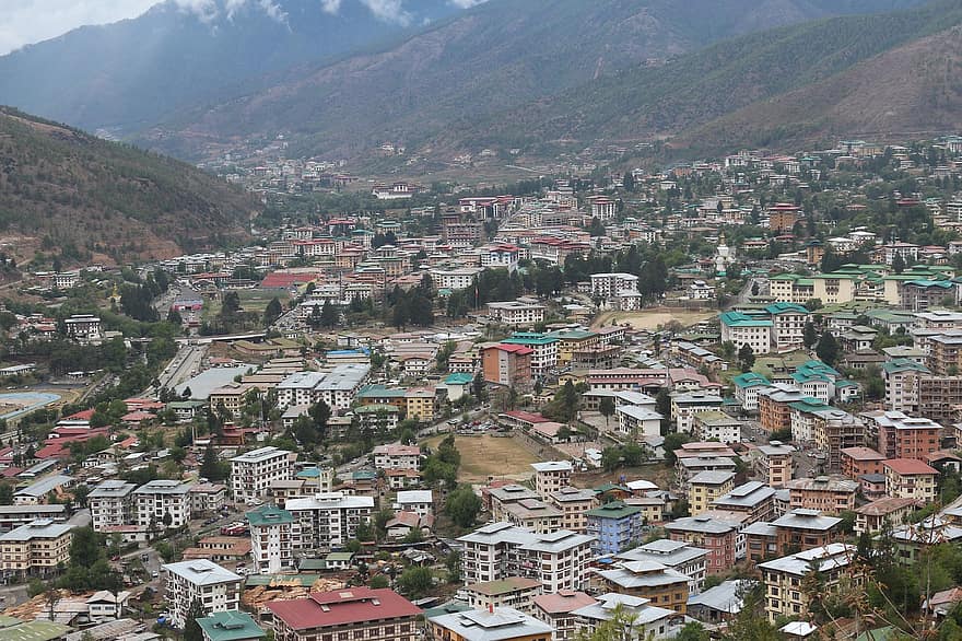 Bután, ciudad, montañas, viaje, exploración