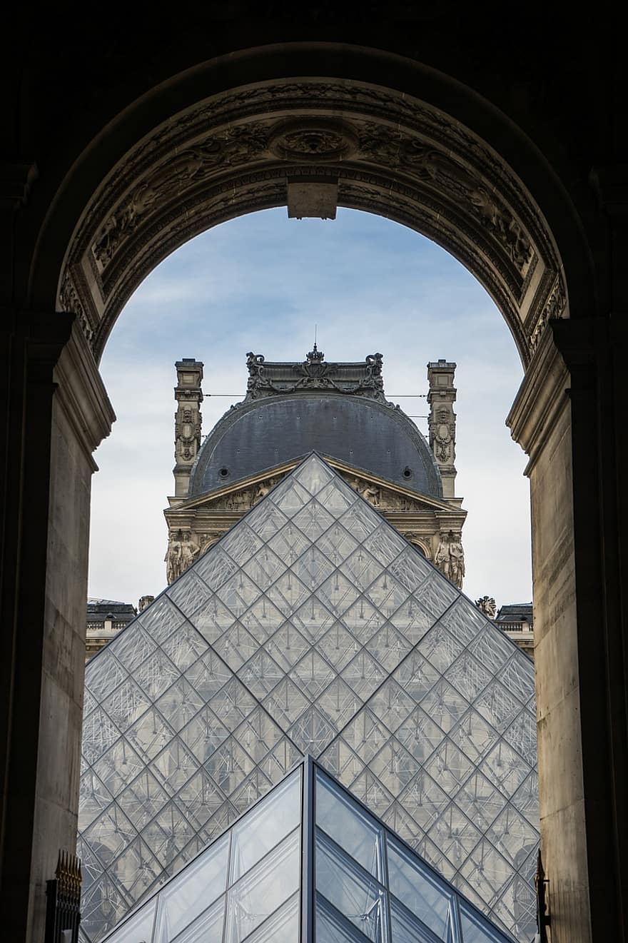 louvre, Paris, França, construção, museu, cultura, palácio da grelha, Europa, arquitetura, portão, passagem
