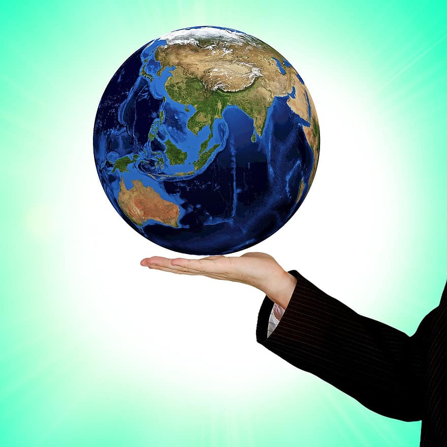 tierra, mundo, mano, desarrollar, crecer, Progreso, Oferta global, mercado global, mercado, internacional, mercado internacional