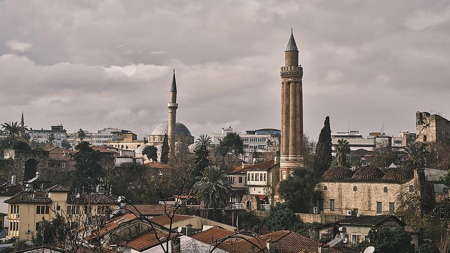 Minaret, Building, Town, City, Urban, Sky, Clouds, Old, Architectural, Weather, Season