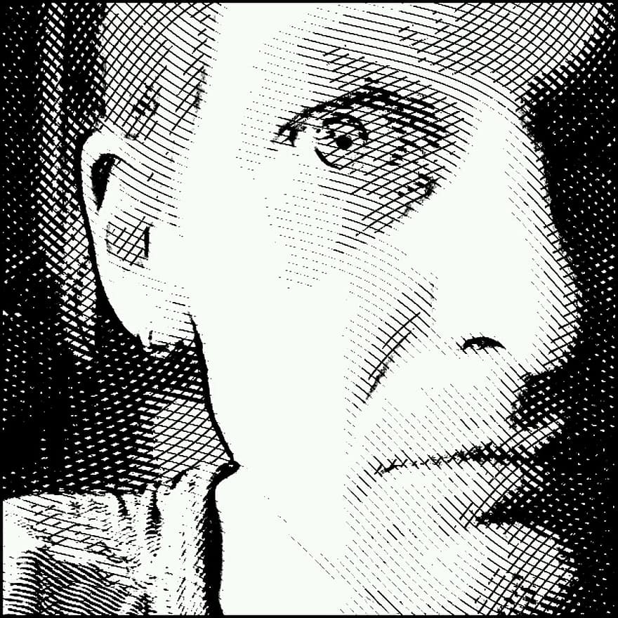 Self Portrait, Man, Eye, Digital Filter, Drawing
