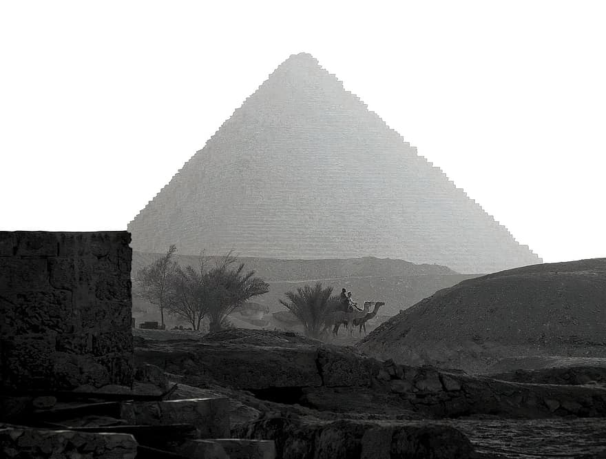 Pyramid, Egypt, Tourism, Travel, Cairo, Cheops, Camel, Giza, Desert, Sand, Barren