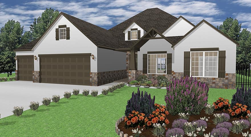 House, 3d Render, Exterior, Architecture, Home, Building, Residential, Outdoor, Property, Housing