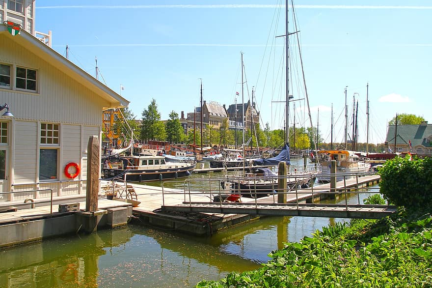 λιμάνι, Ρότερνταμ, βάρκες, ποτάμι, αποβάθρα, προκυμαία