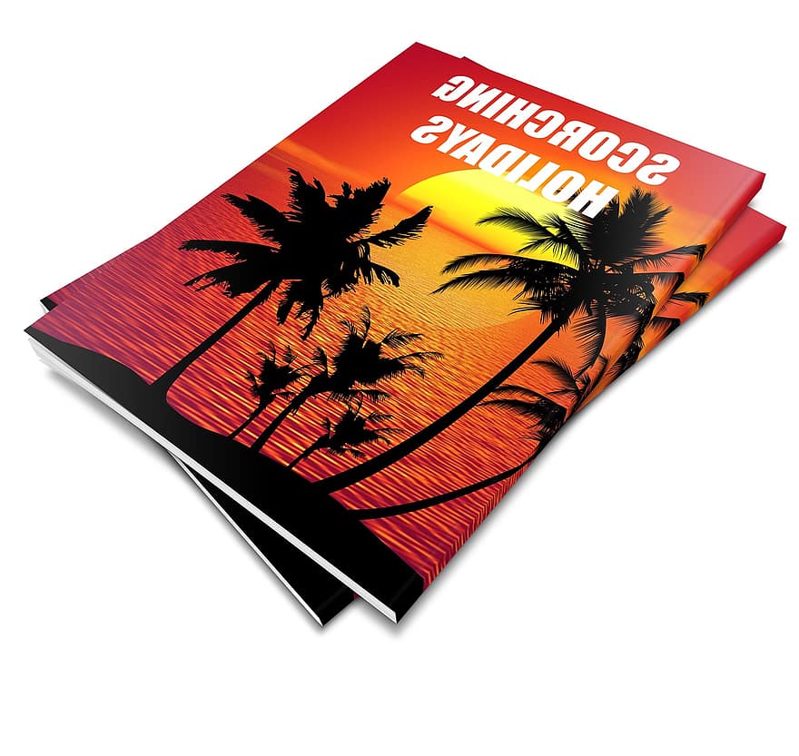Brochure delle vacanze, vacanza, tropicale, estate, spiaggia