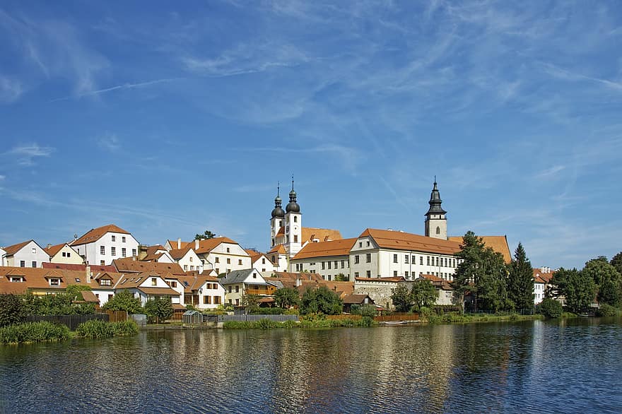 チェコ共和国、テルチ、モラビア、シティ、歴史的中心、歴史的な、ユネスコ世界遺産、世界遺産、ユネスコ、建物、天国