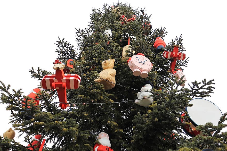 drzewko świąteczne, dekoracja, Adwent, zimowy, nastrój, dekoracyjny, ozdobiony, drzewo, uroczystość, pora roku, prezent