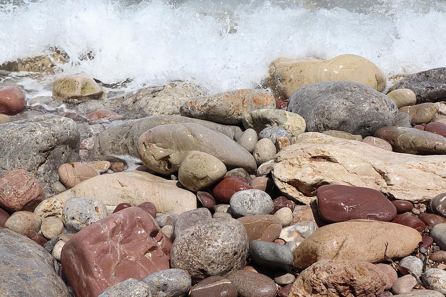 Rocks, Pebbles, Sea, Foam, Wave