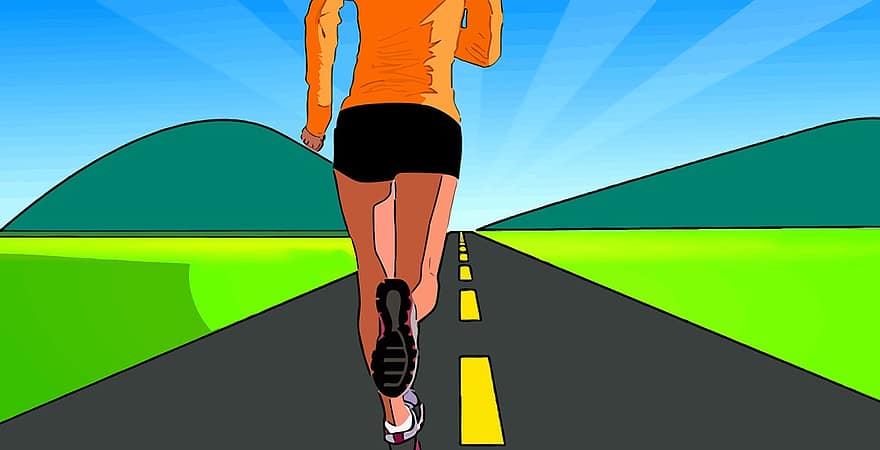 жена, път, бягане, спортен, упражнение, крака, активен, на открито, разпален
