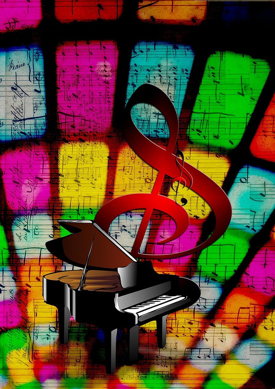 clef, musikk, piano, vinge, farge, personale, tonehøyde, toner, Tonevarighet