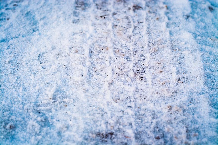 Track, Car Tire Track, Winter, Snow, Road, Floor, backgrounds, abstract, close-up, blue, pattern