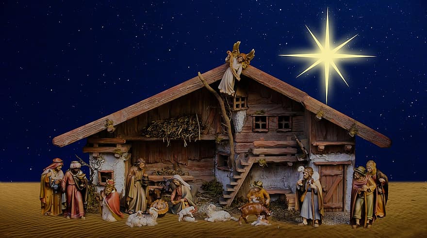 Navidad, Escena de Navidad, cuna, papá Noel, puesto, Jesús, santon, maria, Nochebuena, decoración, foto de navidad
