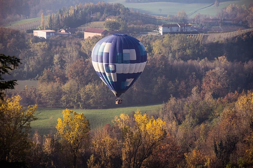 Hot Air Balloon, Flying, Trees, Floating, Balloon, Hot Air Balloon Ride, Sunlight, Light, Wind, Countryside, Art