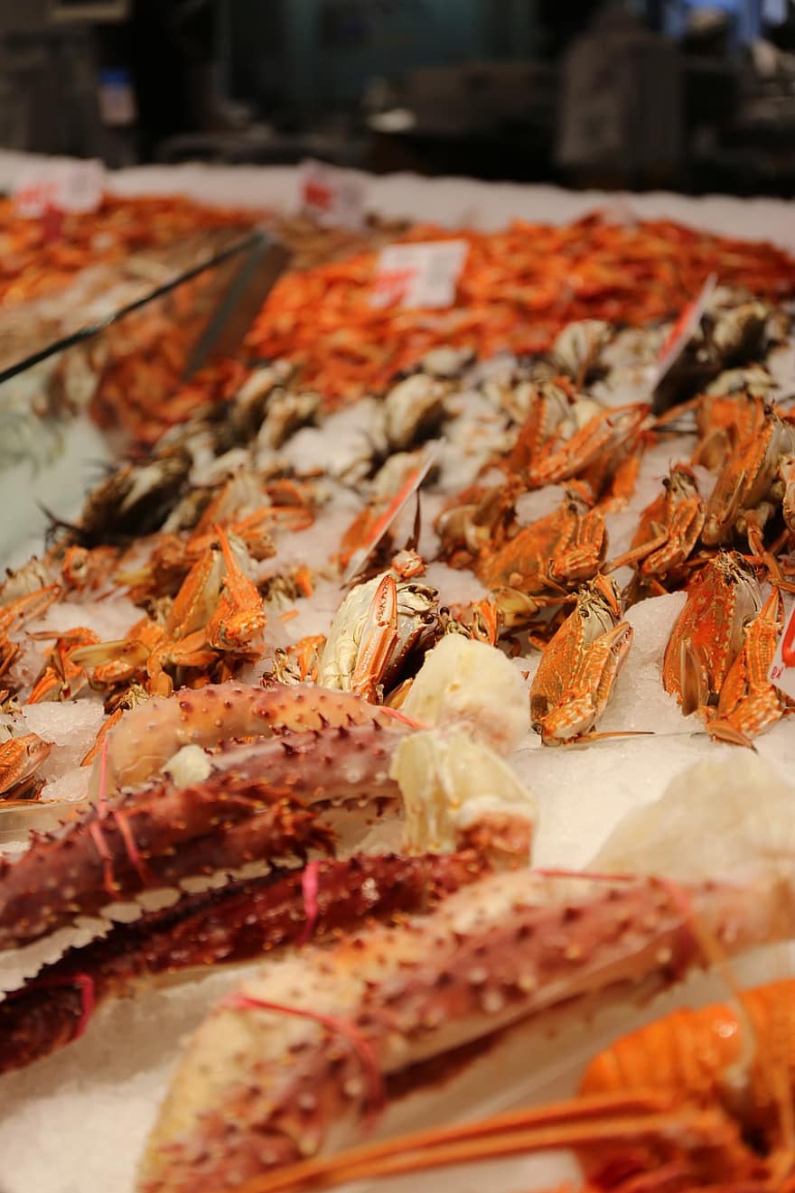 Crabe, poisson, marché, poissonnier, Fruit de mer, Frais, aliments, brut, traditionnel, tropical, vendeur