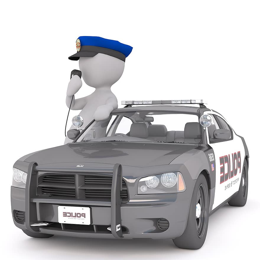 mașină de poliție, alb mascul, Model 3D, izolat, 3d, model, corp întreg, alb, 3d om, poliţist, politie