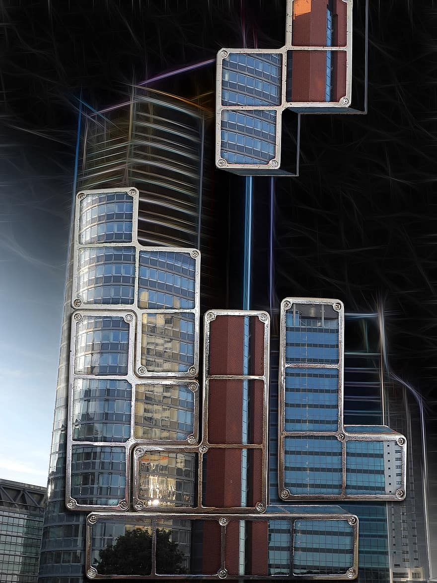 Skyscraper, Tetris, Illusion, Mirroring