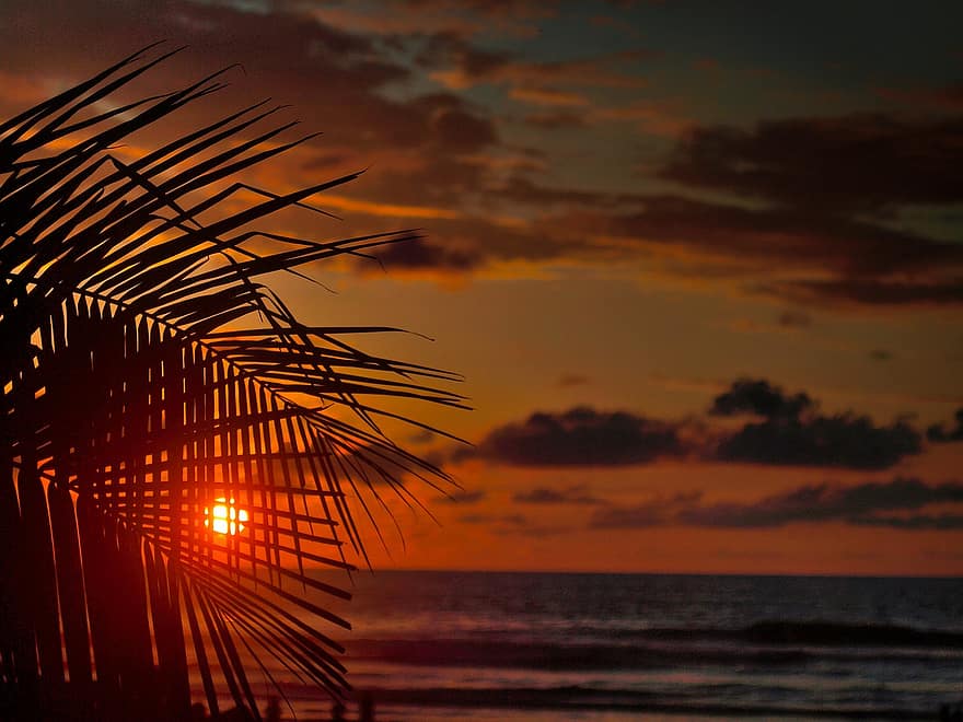 Costa Rica, zonsondergang, strand, natuur, zee