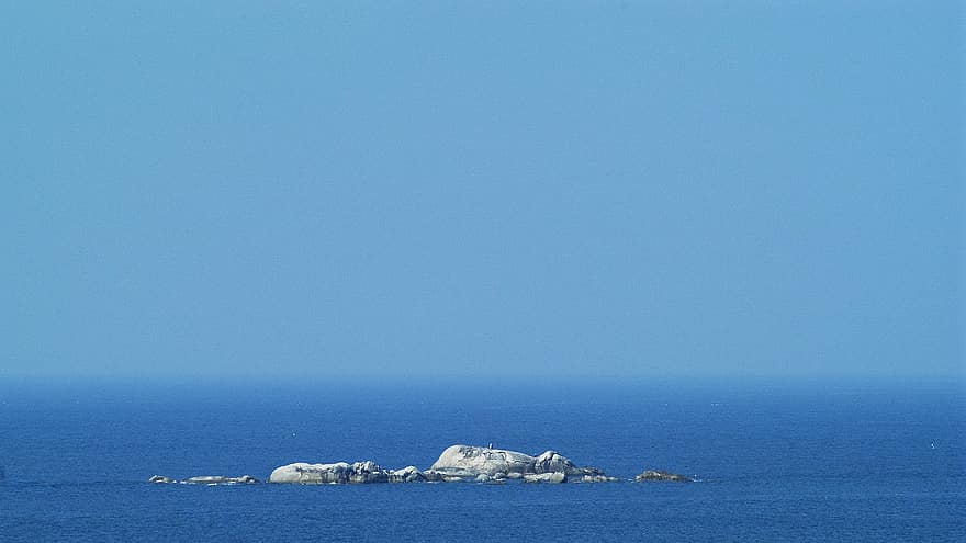 mare, rocce, nebbia, spiaggia di gyeongpo, oceano, acqua, natura, scenario, paesaggio marino, Gangneung, blu