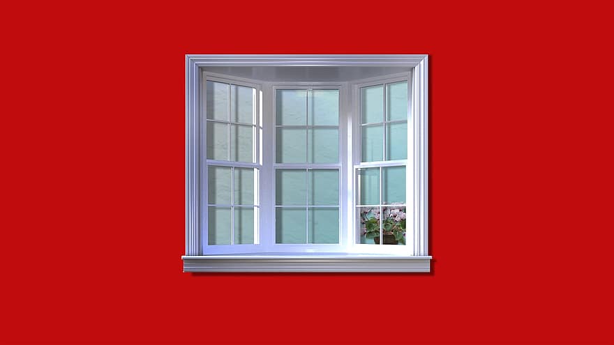 ventana, rojo, vaso, casa