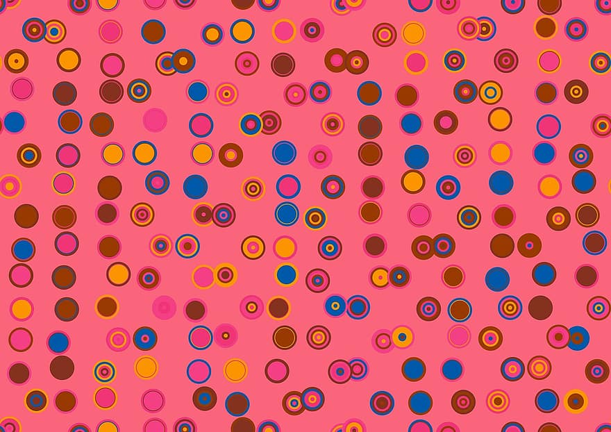 cirkler, abstrakt, cirkel, farver, regnbue farver, moderne, nutidige, prikker, mønster, baggrund, rød baggrund
