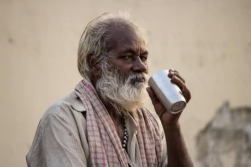 portrét, rishikesh, Indie, lidé, nenávist, rozzlobený, emoce, fotografování, čaj, napít se, člověk