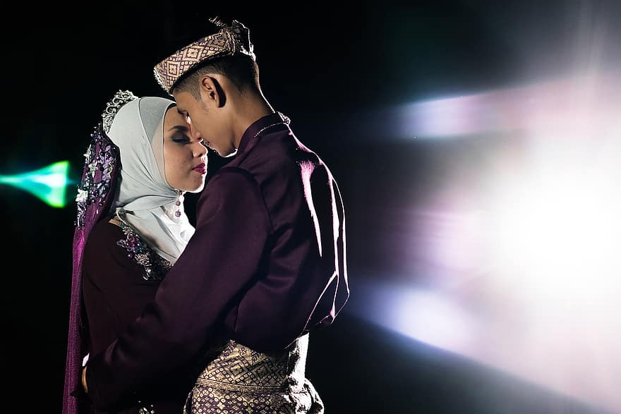 두, 혼례, 말레이 사람, 말레이시아의, 결혼, 전통적인, 남자, 여자, 애정, 낭만적 인, 로맨스