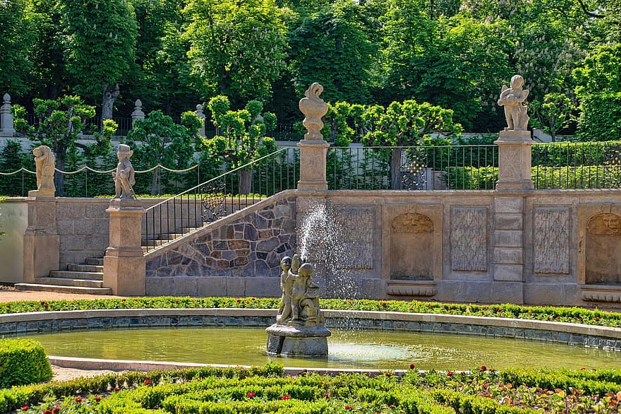 Fontana, parco, giardino, castello, architettura