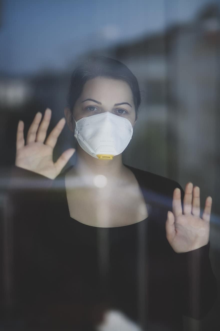 женщина, маскировать, медицинская маска, n95, В маске, портрет, маска для лица, COVID-19, эпидемия, болезнь, пандемия