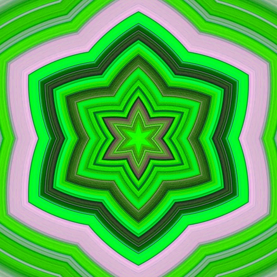 Background, Psychedelic, Symmetrical, Digital Art, Colorful, Star, Concentric, Graphic, Design