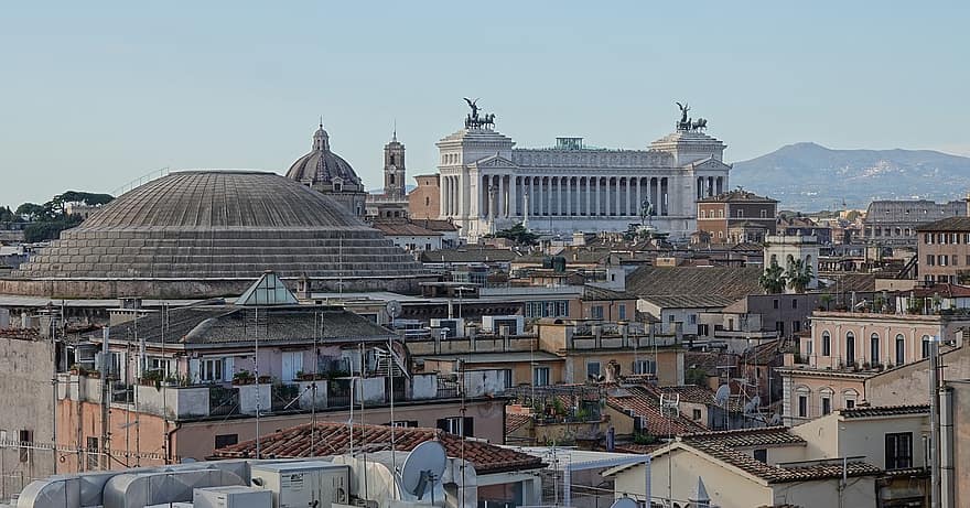 panteon, Kolosszeum, tetők, Róma, altare della patria, kongresszus székháza washingtonban, történelmi központ, városkép, építészet, híres hely, tető