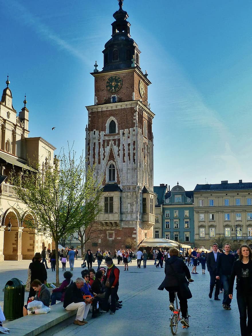torn, krakow, historisk, landmärke, turism, klassisk
