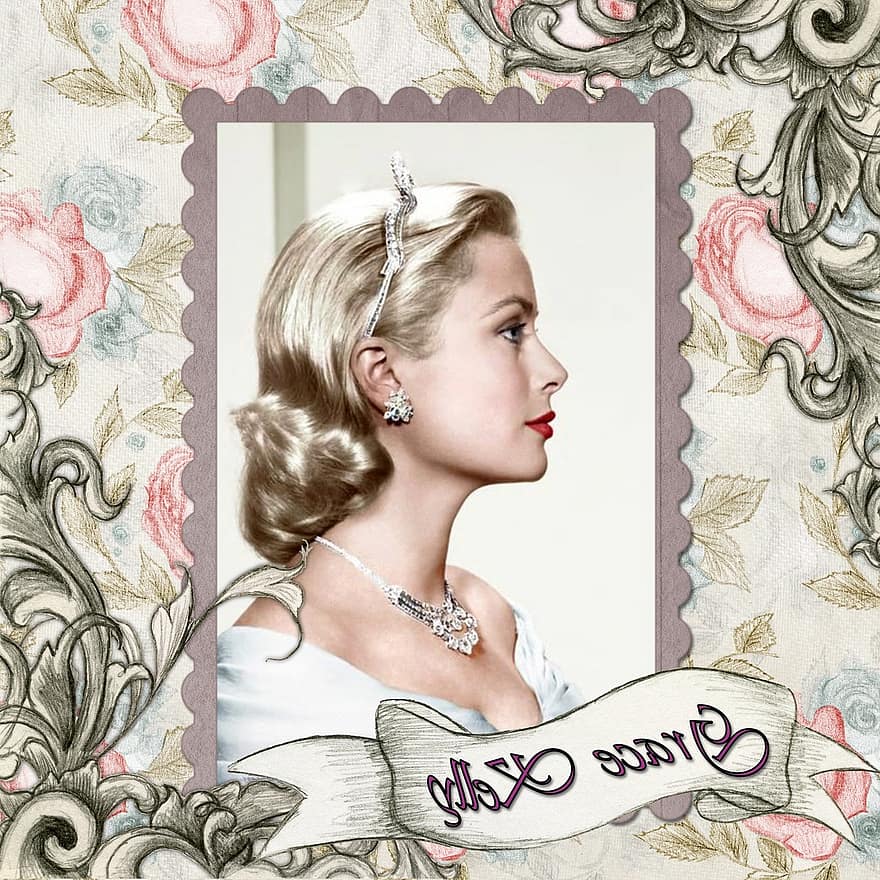 Vintage ▾, film, stella, Grace Kelly, omaggio, arte, collage, retrò, Principessa, monaco, donna