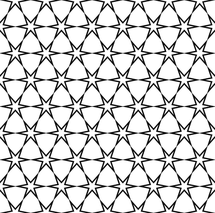 ster, patroon, naadloos, modern, zwart en wit, hexagram, cel, veelhoek, lijn, achtergrond, monochroom