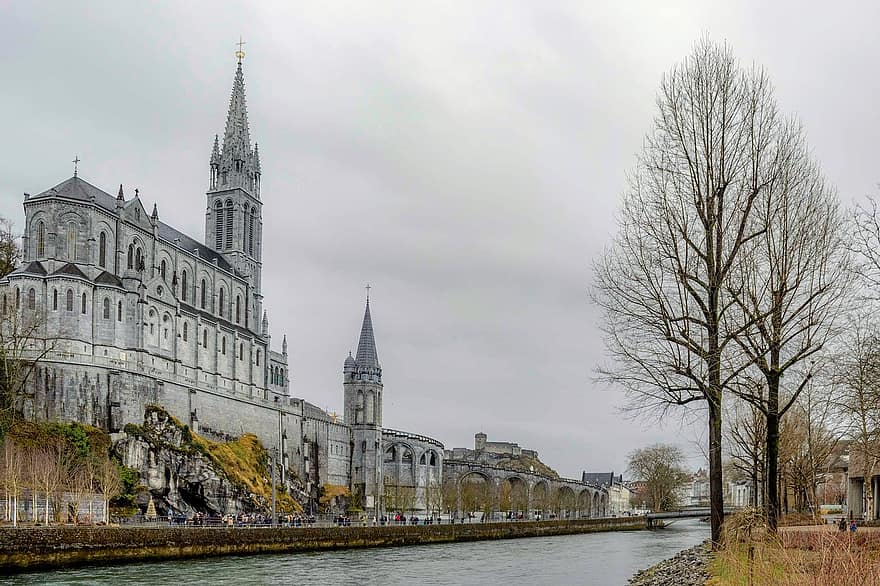 Lourdes, Frankrike, kirke, reise, arkitektur, berømt sted, kristendom, Religion, bygge eksteriør, historie, turisme