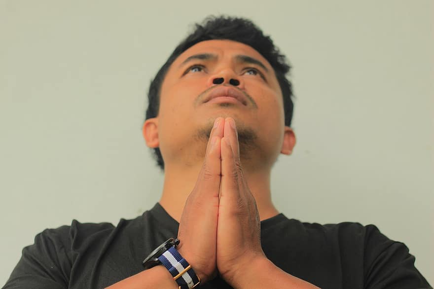 hombre, rezando, fe, religión, espiritual, Camboya