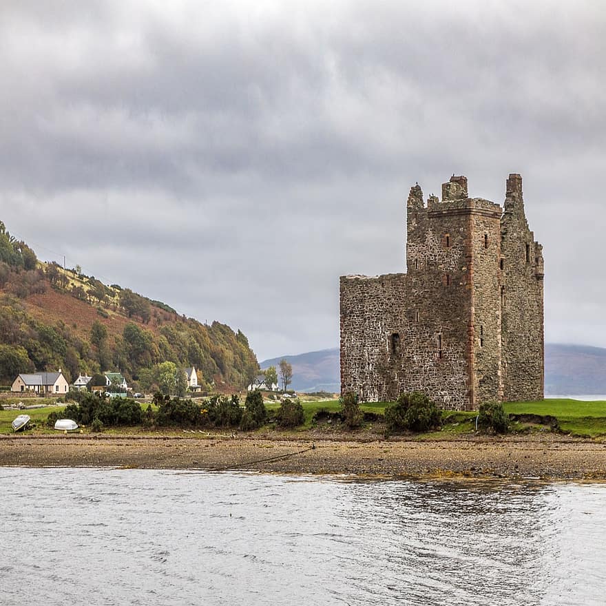 castell, lochranza, isle of arran, Escòcia, Paisatge de Lochranza, aigua, paisatge, lloc famós, antiga ruïna, arquitectura, història