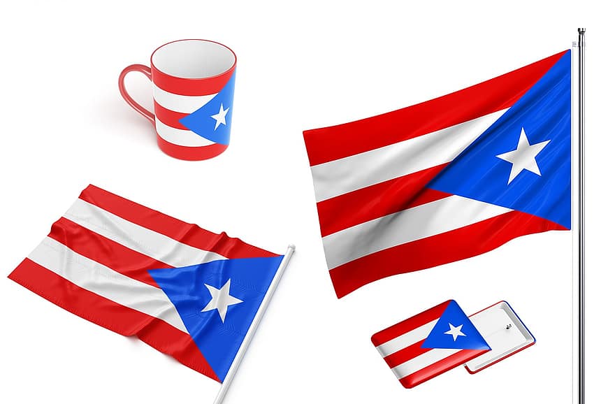 Puertoriko, valstī, karogs, atkarīgs, pilsonība, tasi, dizains