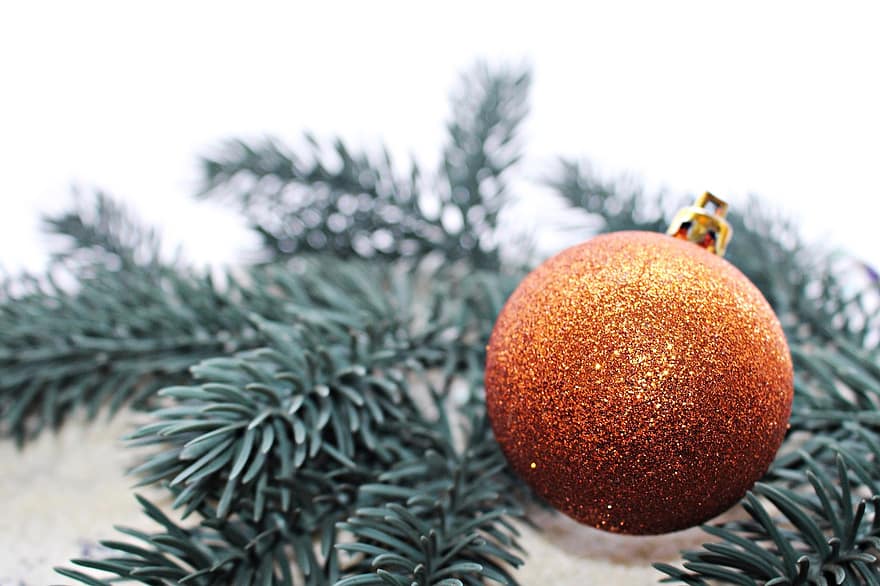 babiole, ornements, Noël, brillant, sapin, branches, boule de Noel, décoration, décor