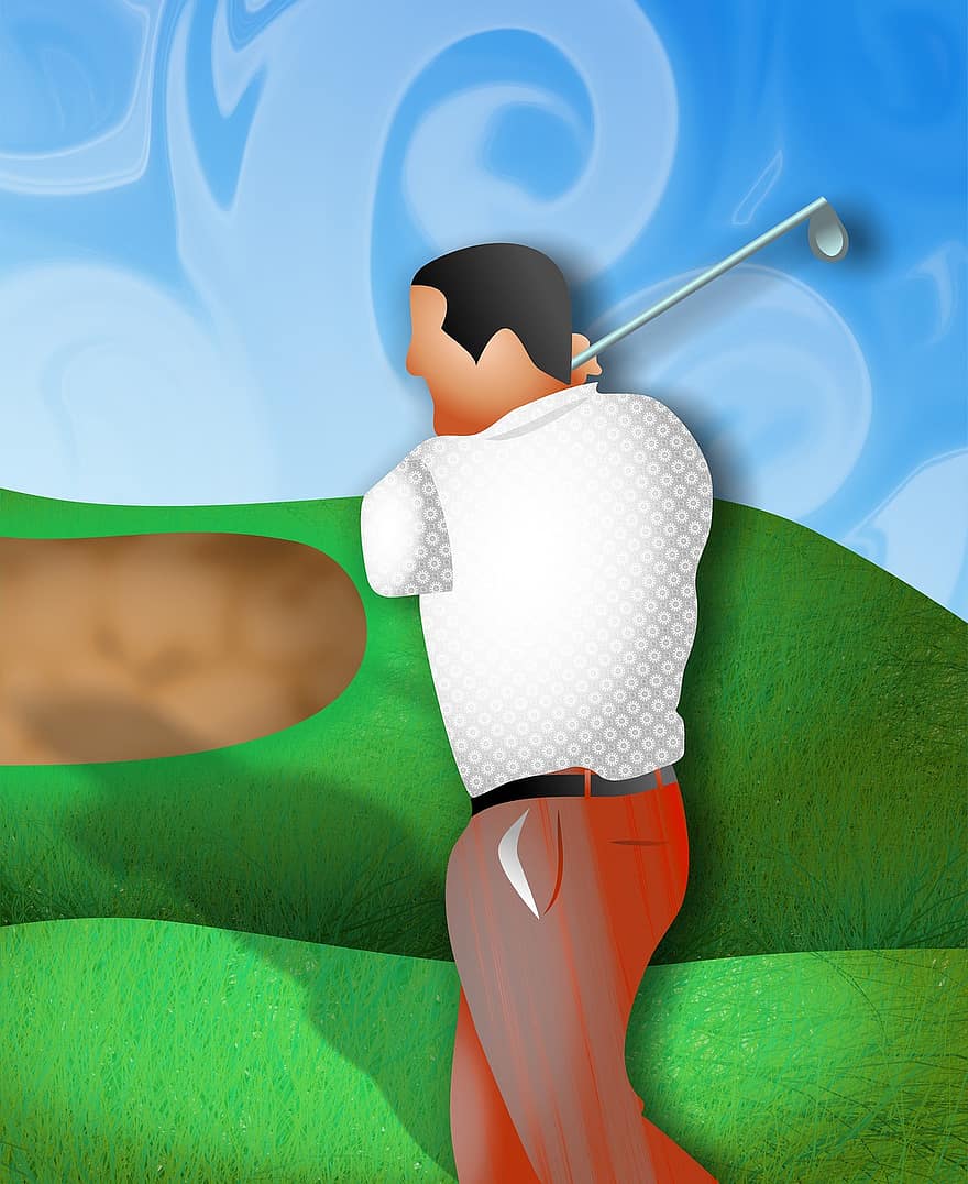 Golf, abspielen, Mann, Sport, Par, Streik, Fahrrinne, Putter, Kurs, Erholung, Freizeit